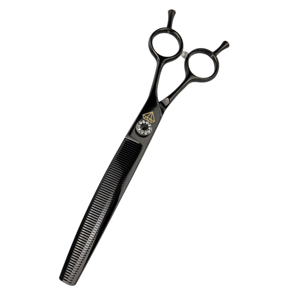 Efilačné nožnice na psov zahnuté 7" Diamond 66 zubov 440C