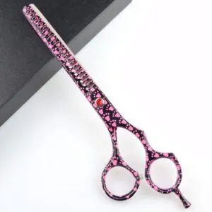 Ružové Kadernícke efilačné nožnice 6,5" 23 zubov