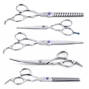 Kadernícke nožnice rovné a efilačné sada 4 ks